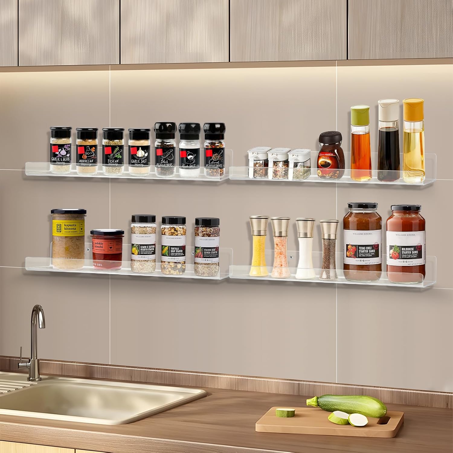 Boxalls Acrylic Floating Shelves - 4 Pack 15 Inch Wall Organizer