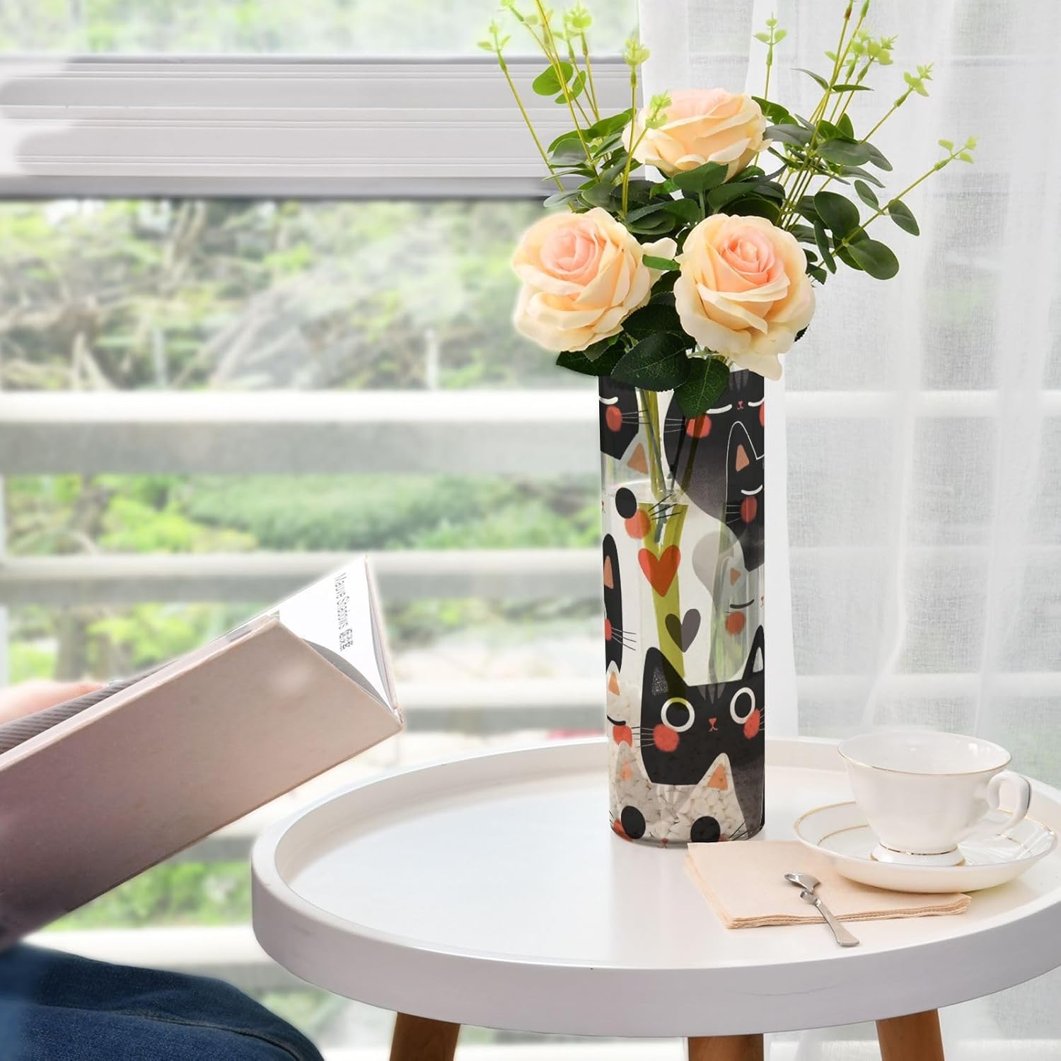 Cute Cartoon Cat Plastic Flower Vase 118 x 39 Inch
