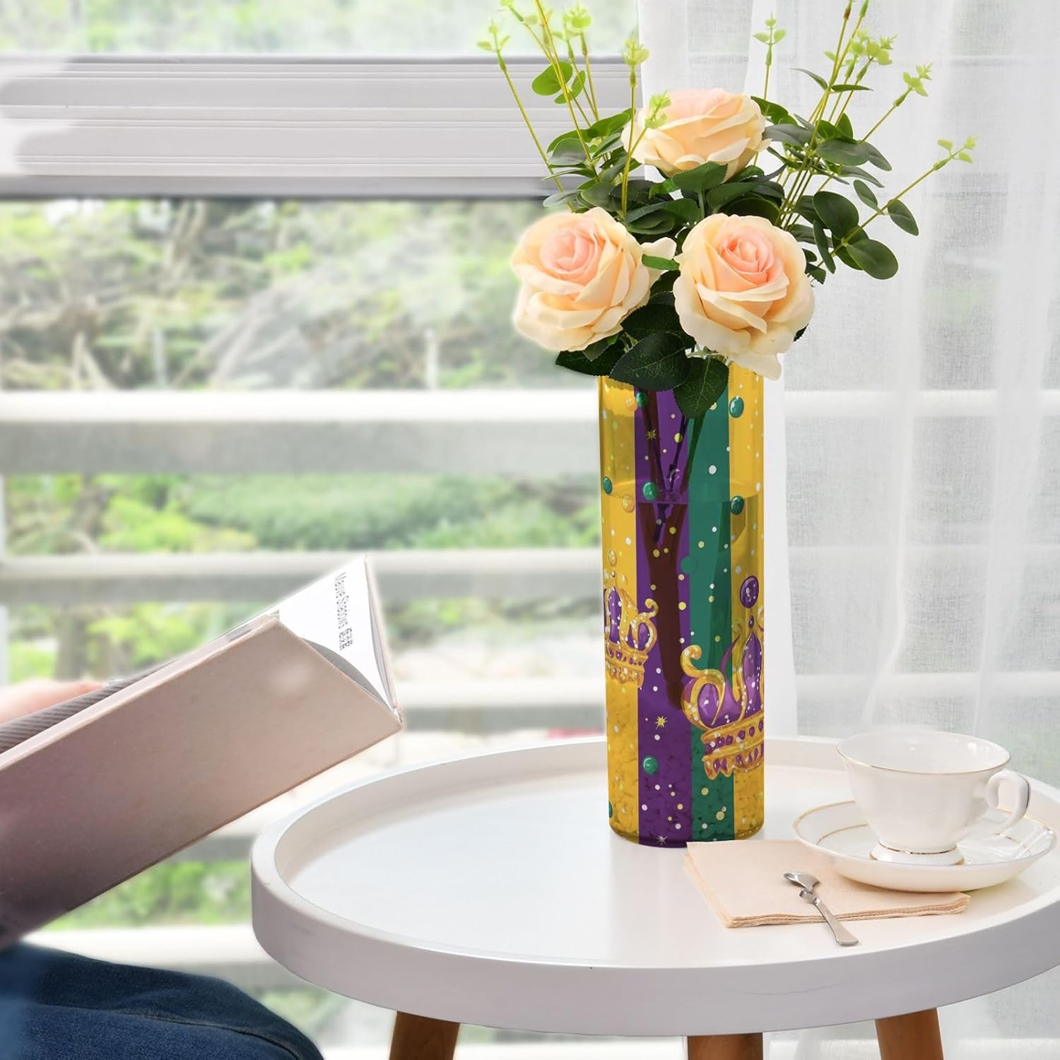 Mardi Gras Purple Green Hurricane Vase 118 x 39 Inch
