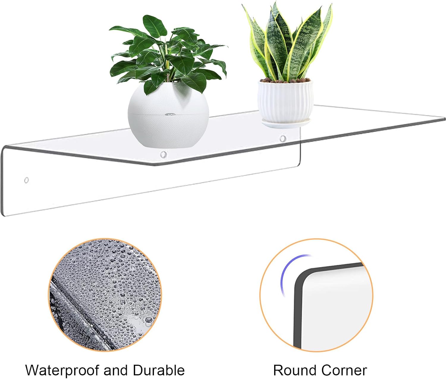8Pcs Clear Acrylic Floating Shelves Wall Mounted