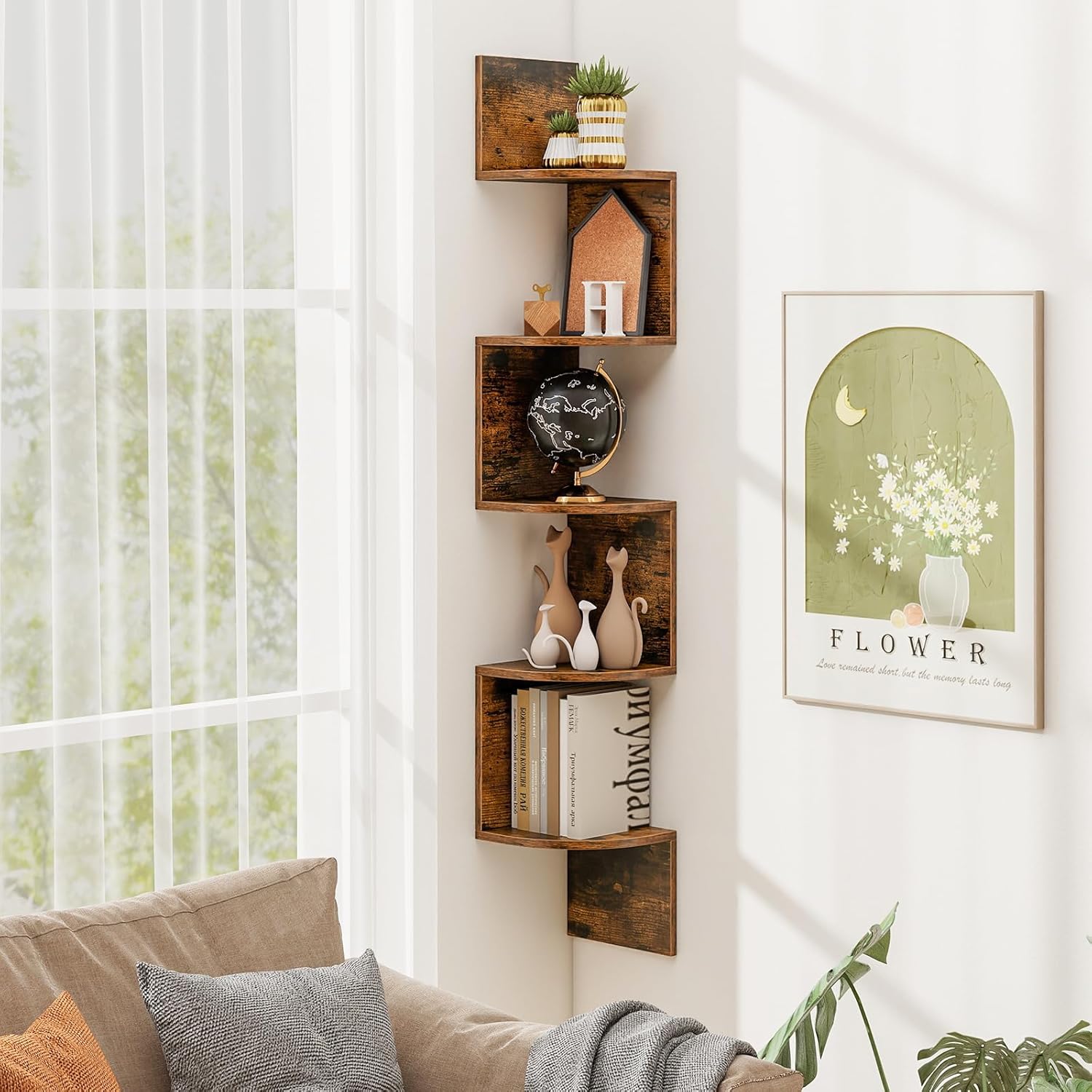 Tangkula 5-Tier Corner Shelf Wall Mount