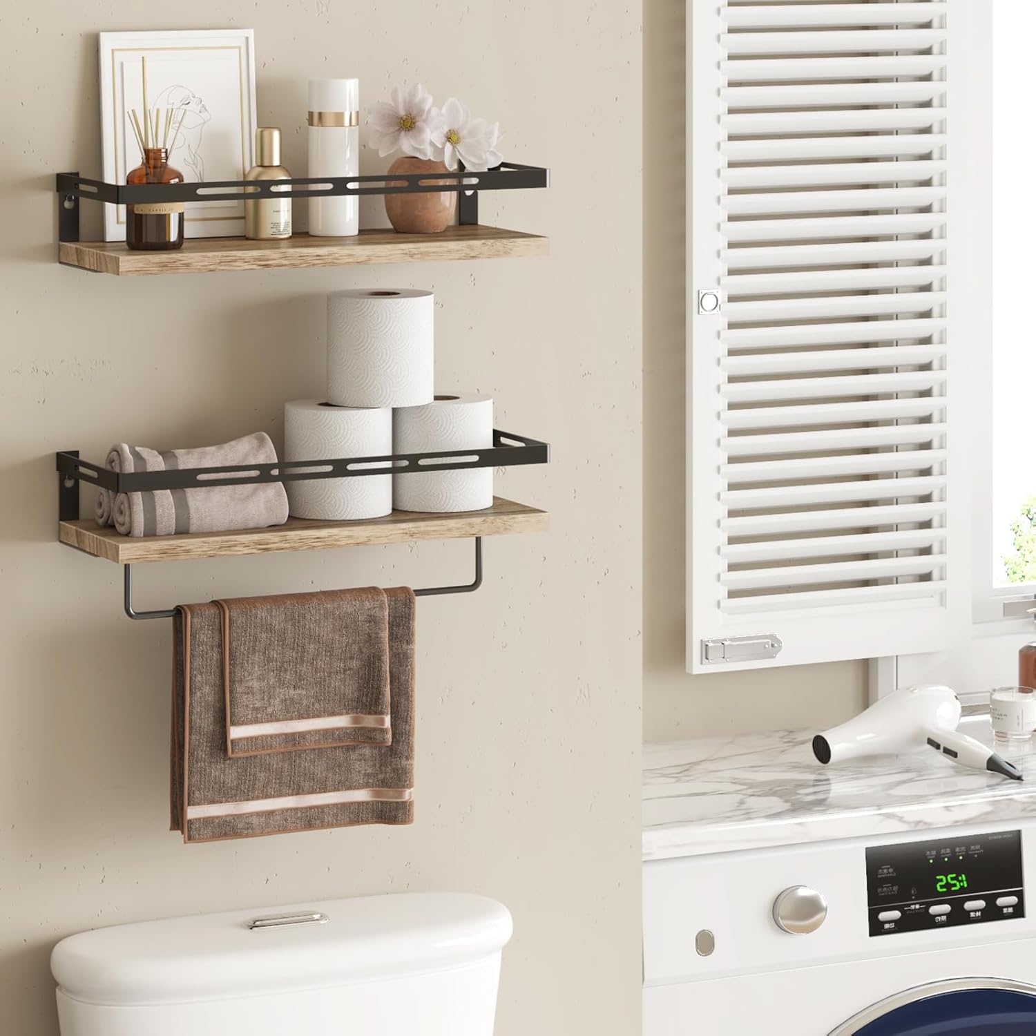 YGEOMER Floating Shelves for Bathroom Organizer Over Toilet