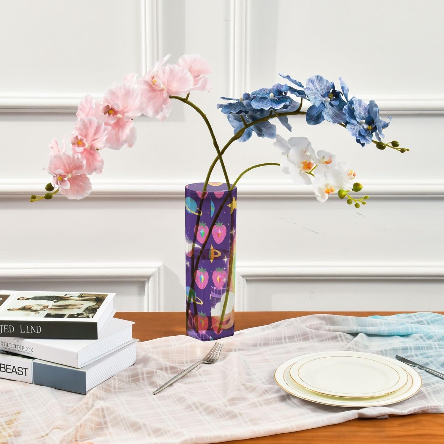 Psychedelic Rainbow Plastic Hurricane Vase 118x39 Inch Decor