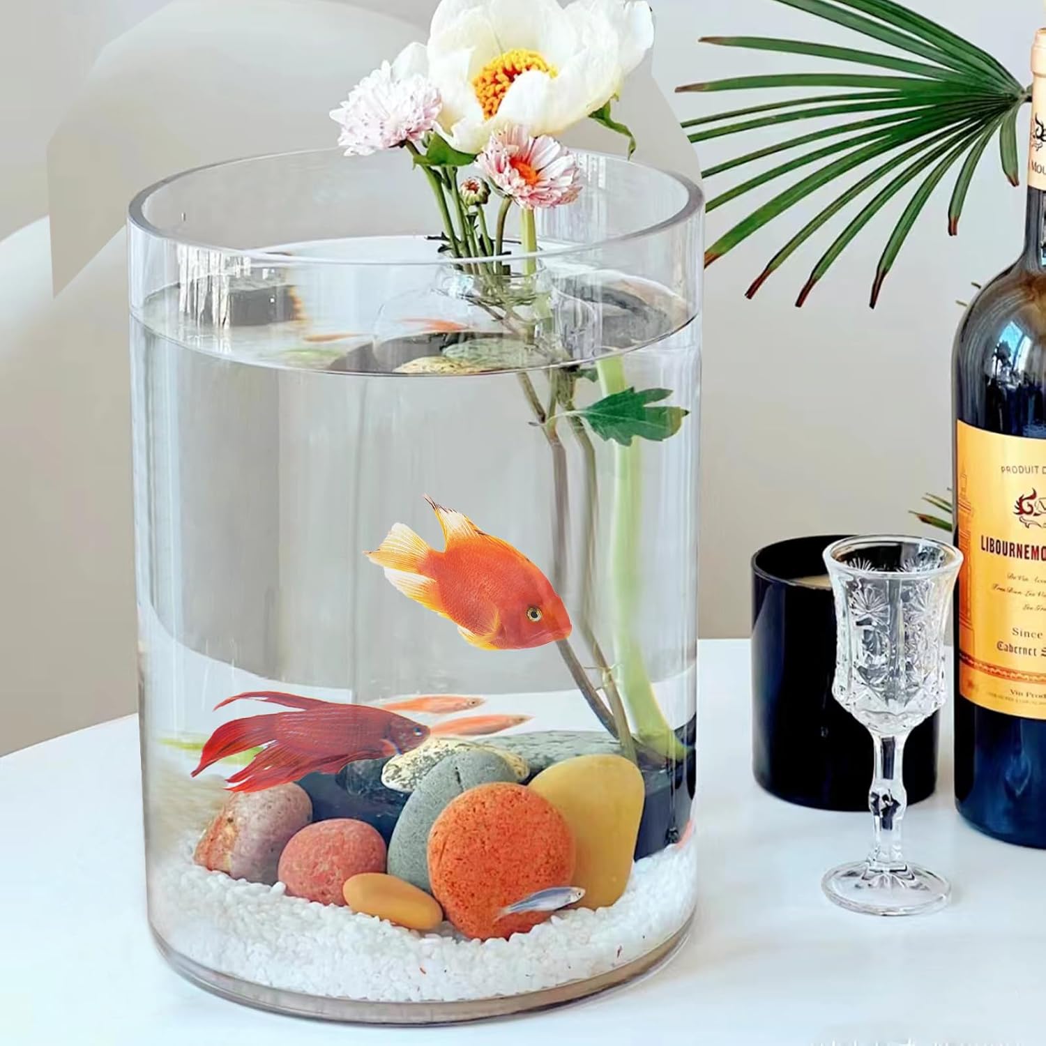 Clear Glass Cylinder Vase with 8 Height and 4 Diameter