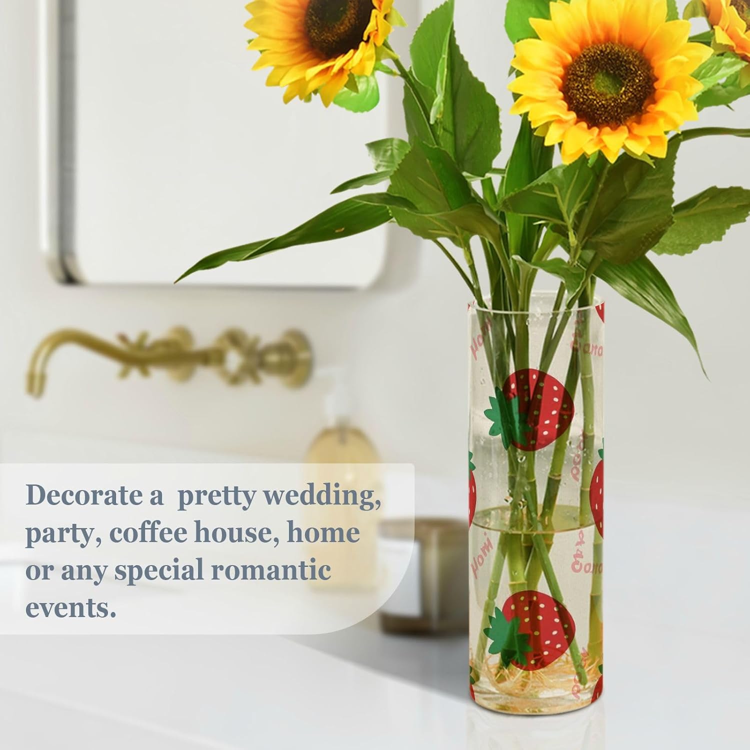 Cute Cartoon Strawberry Beige Plastic Vase 118 x 39 Inch