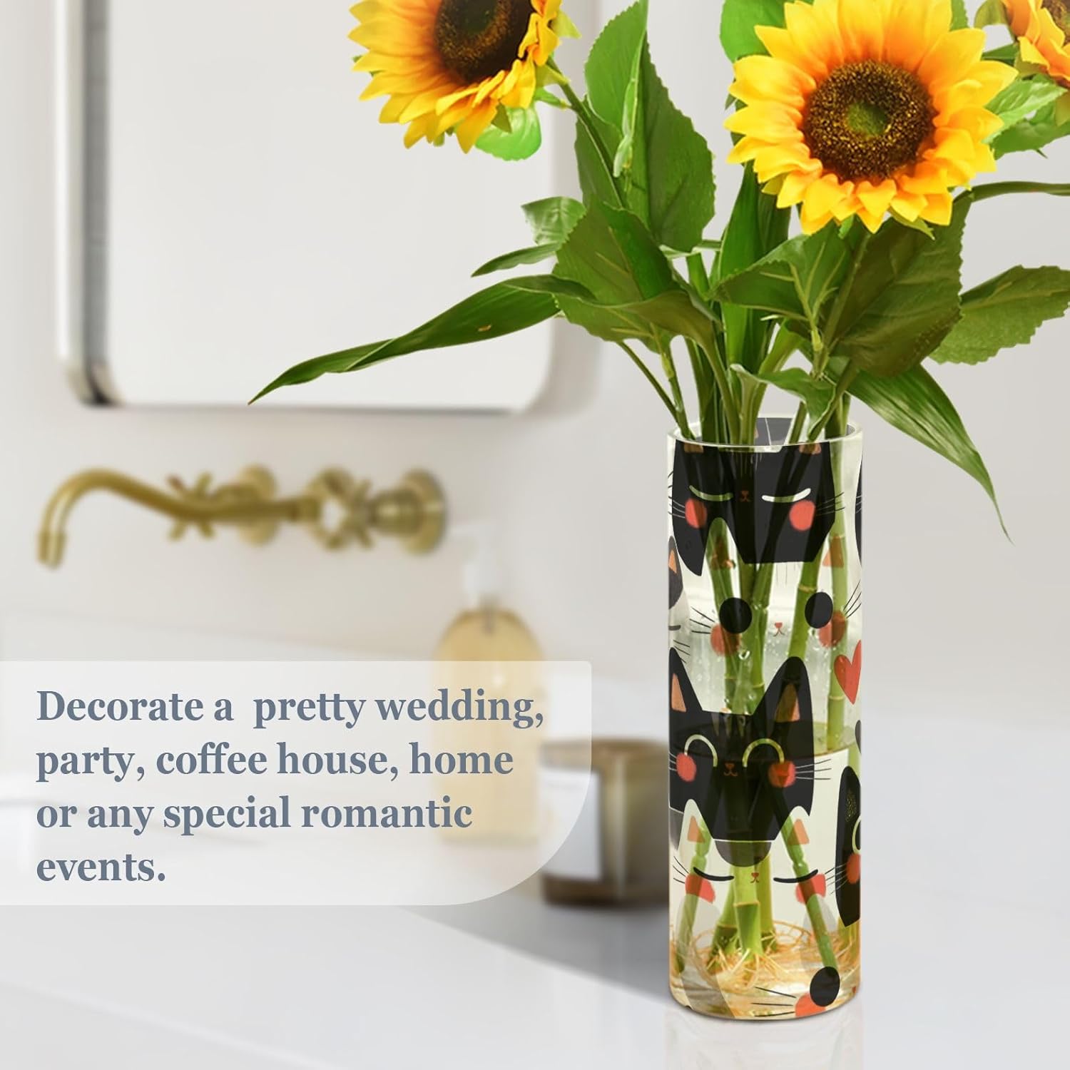 Cute Cartoon Cat Plastic Flower Vase 118 x 39 Inch
