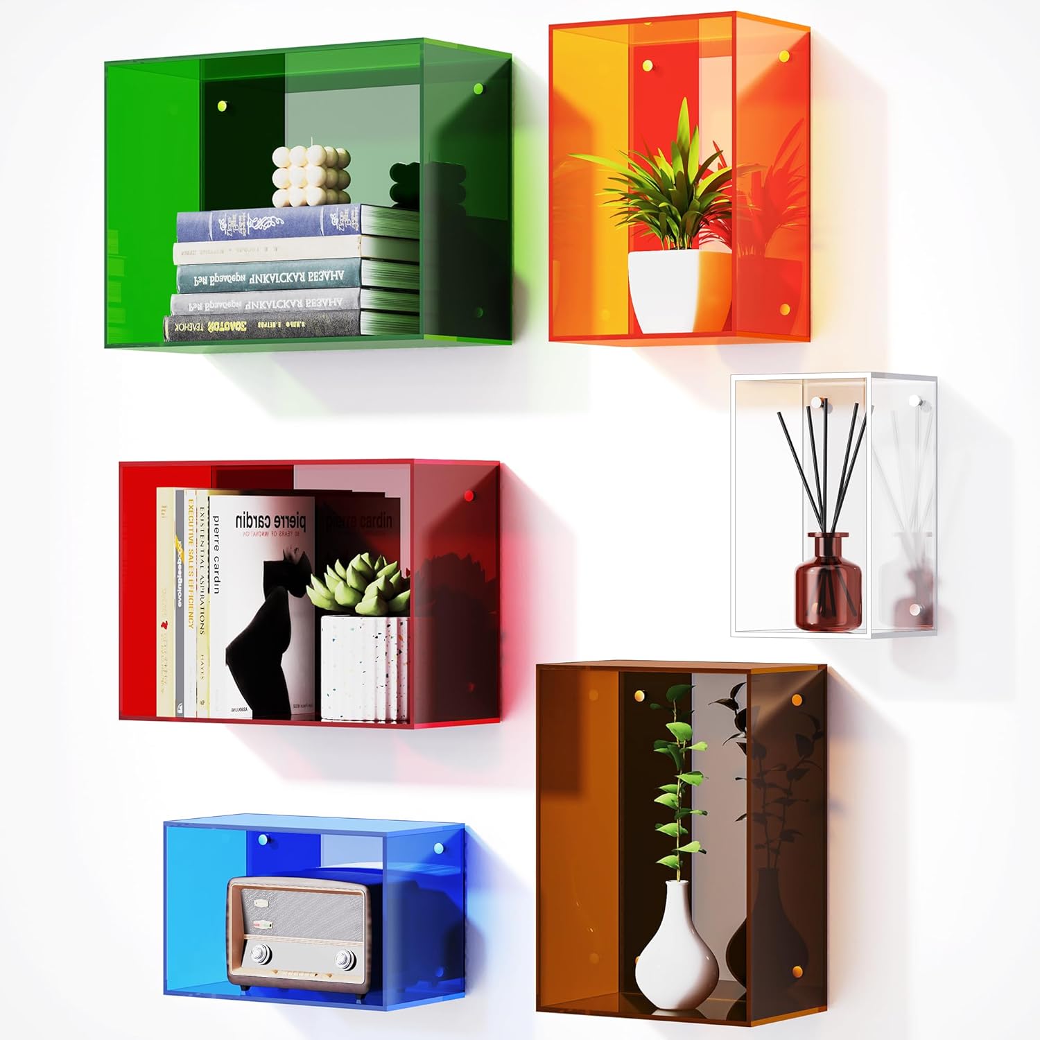 Dewrhiixe Acrylic Floating Shelves Set of 6