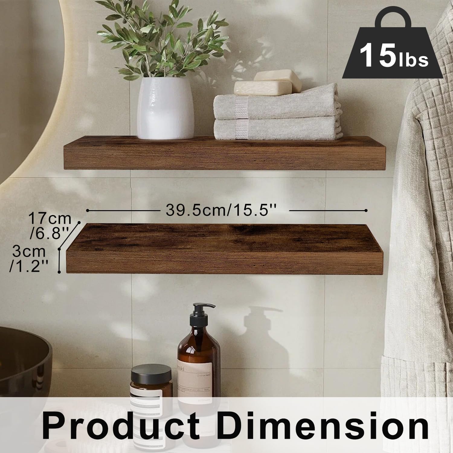 AT-VALY Floating Shelves Set of 3 156IN Wall Decor
