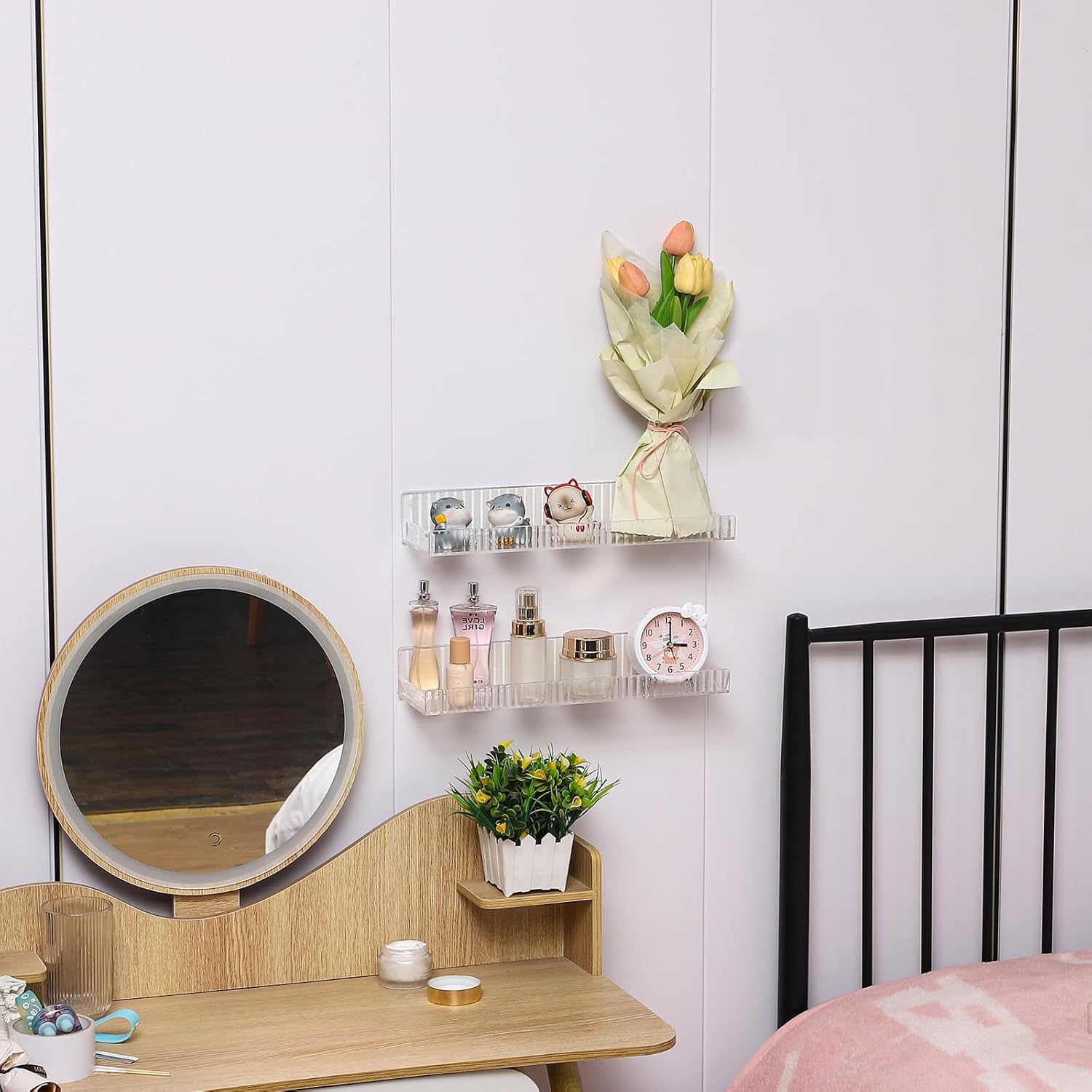 Cq Acrylic Clear Floating Shelves Set of 6 for Display Storage