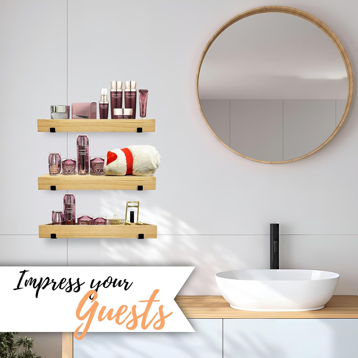 Autumn Alley 3-Tier Floating Wood Shelves for Wall