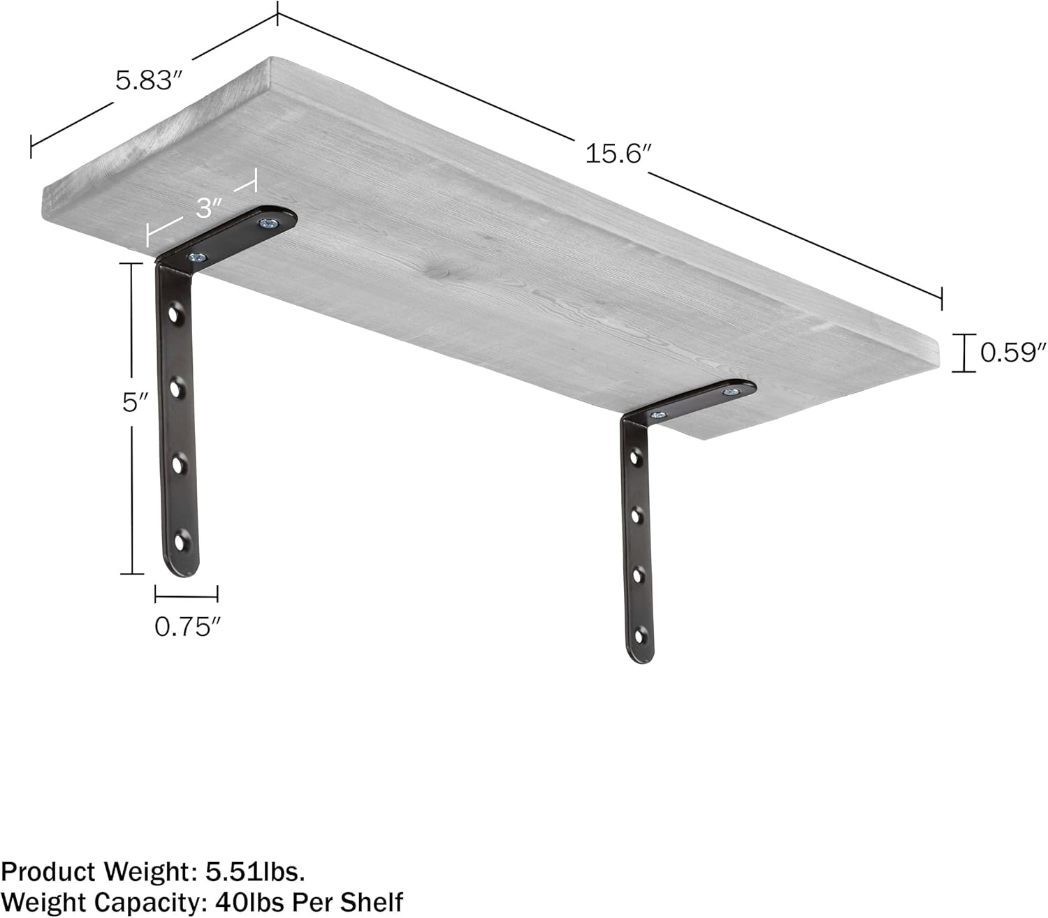 Lavish Home Set of 6 White Floating Shelves