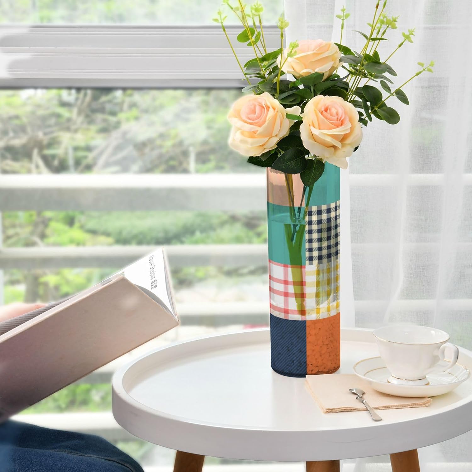 Colorful Checkerboard Plastic Vase for Centerpieces