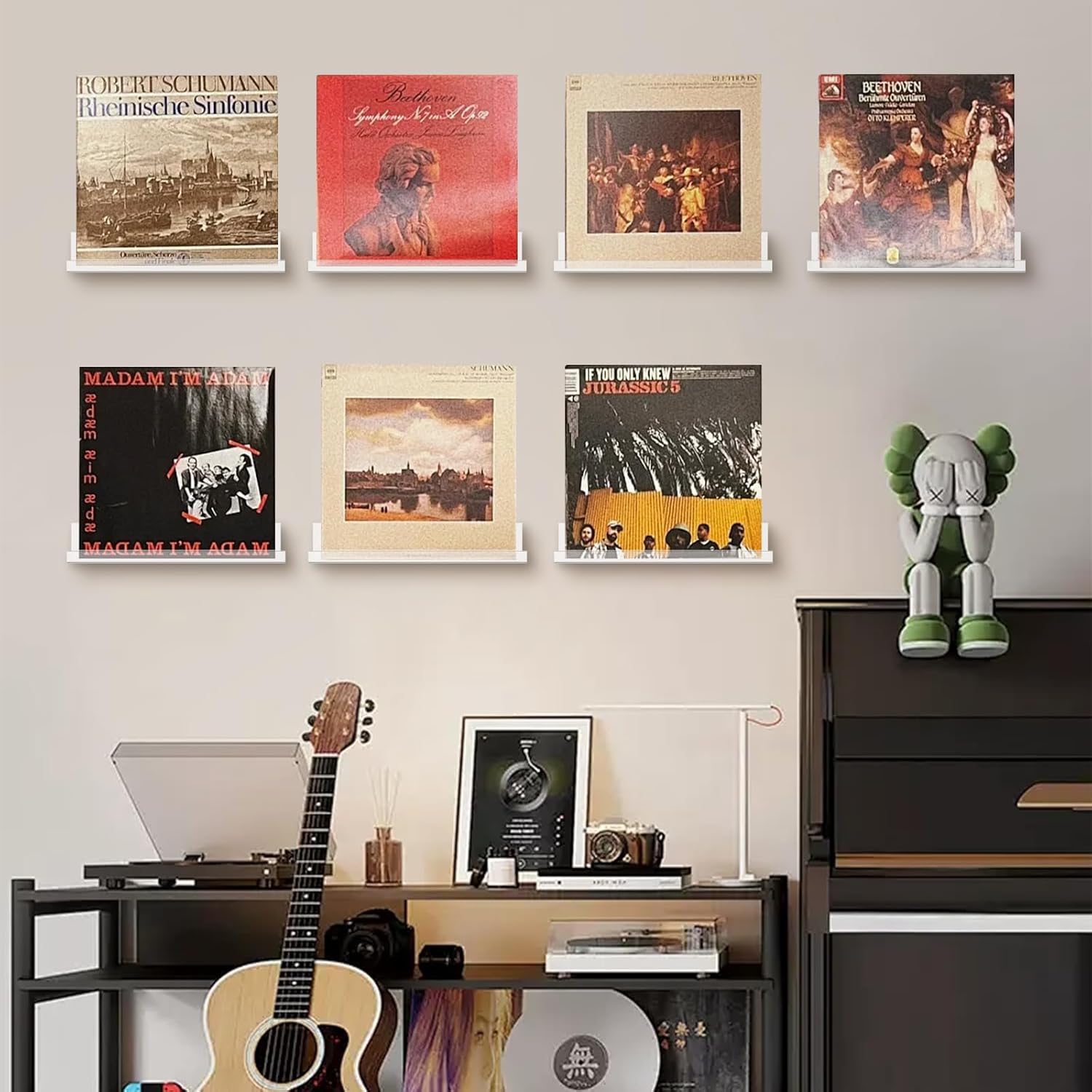 6 Pack Clear Acrylic Floating Shelves 12 Inch Wall Mounted Storage
