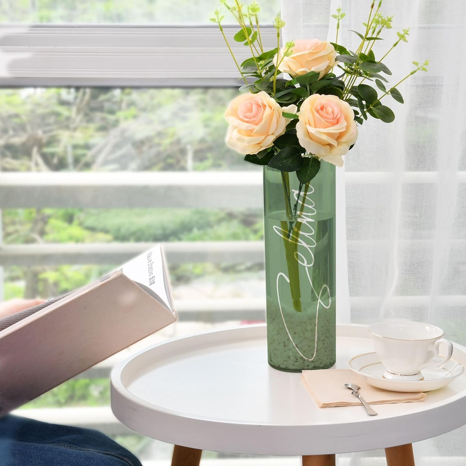 J JOYSAY Custom Sage Green Vase for Centerpieces