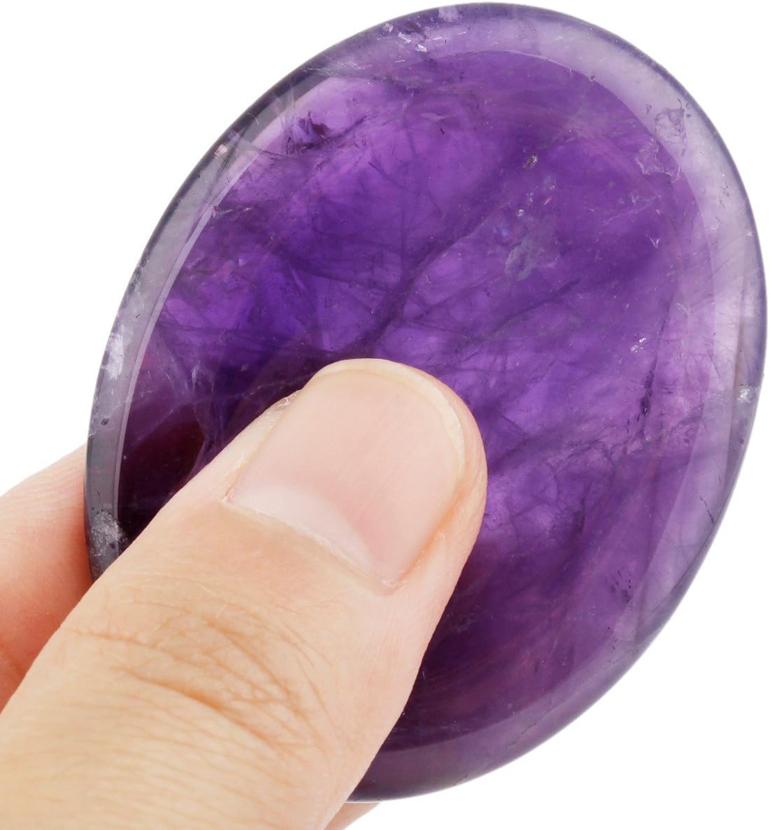 Rockcloud Worry Stone Set Amethyst Healing Crystal for Anxiety Relief