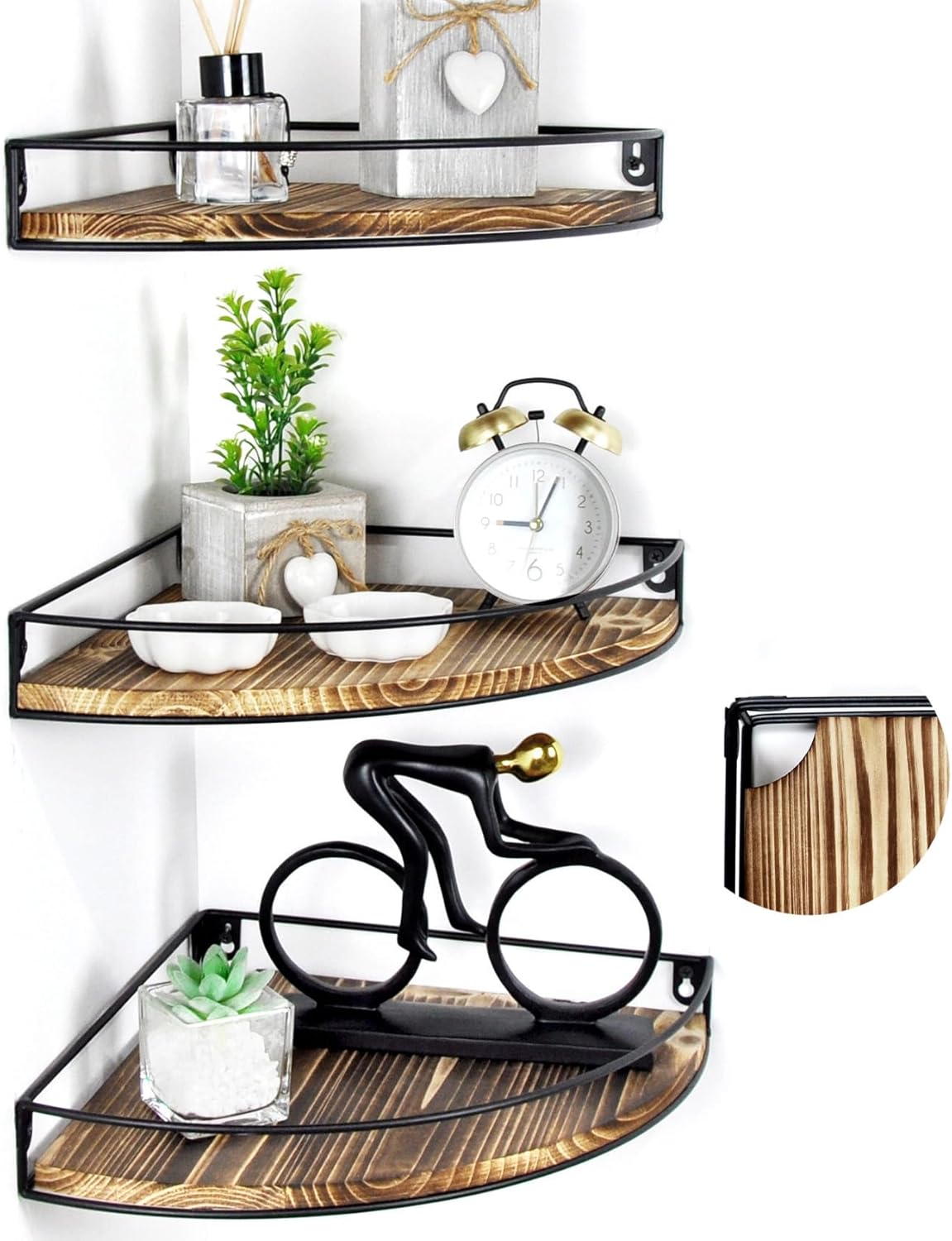 Oxendon Corner Floating Shelves Set of 3 Dark Brown