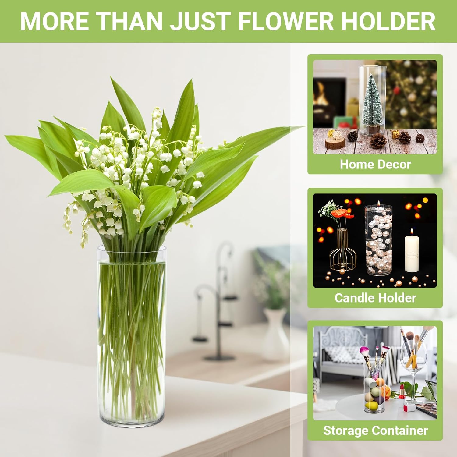 Suream Acrylic Hurricane Vases 3 Pack 98 Inch Tall Floating Candle Holder