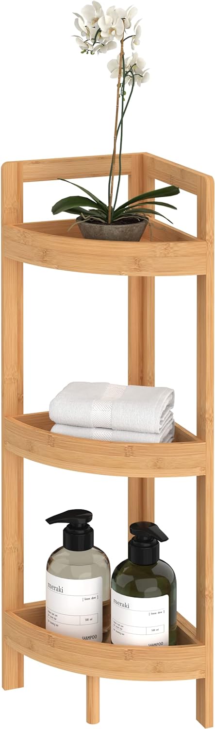 ClosetMaid Corner Shelf 3 Tiers Bamboo Wood