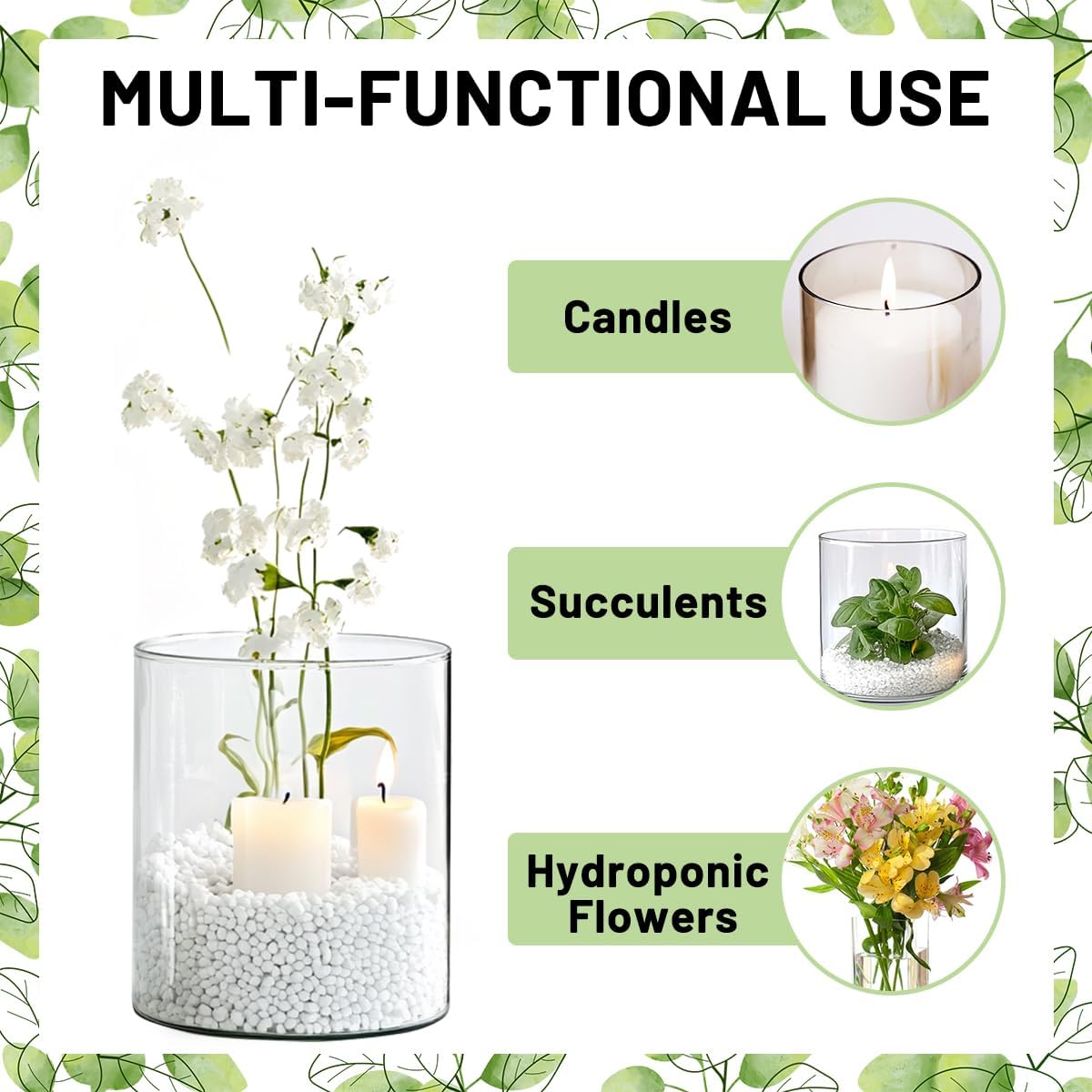 6 Pcs Glass Cylinder Vase for Party Centerpieces