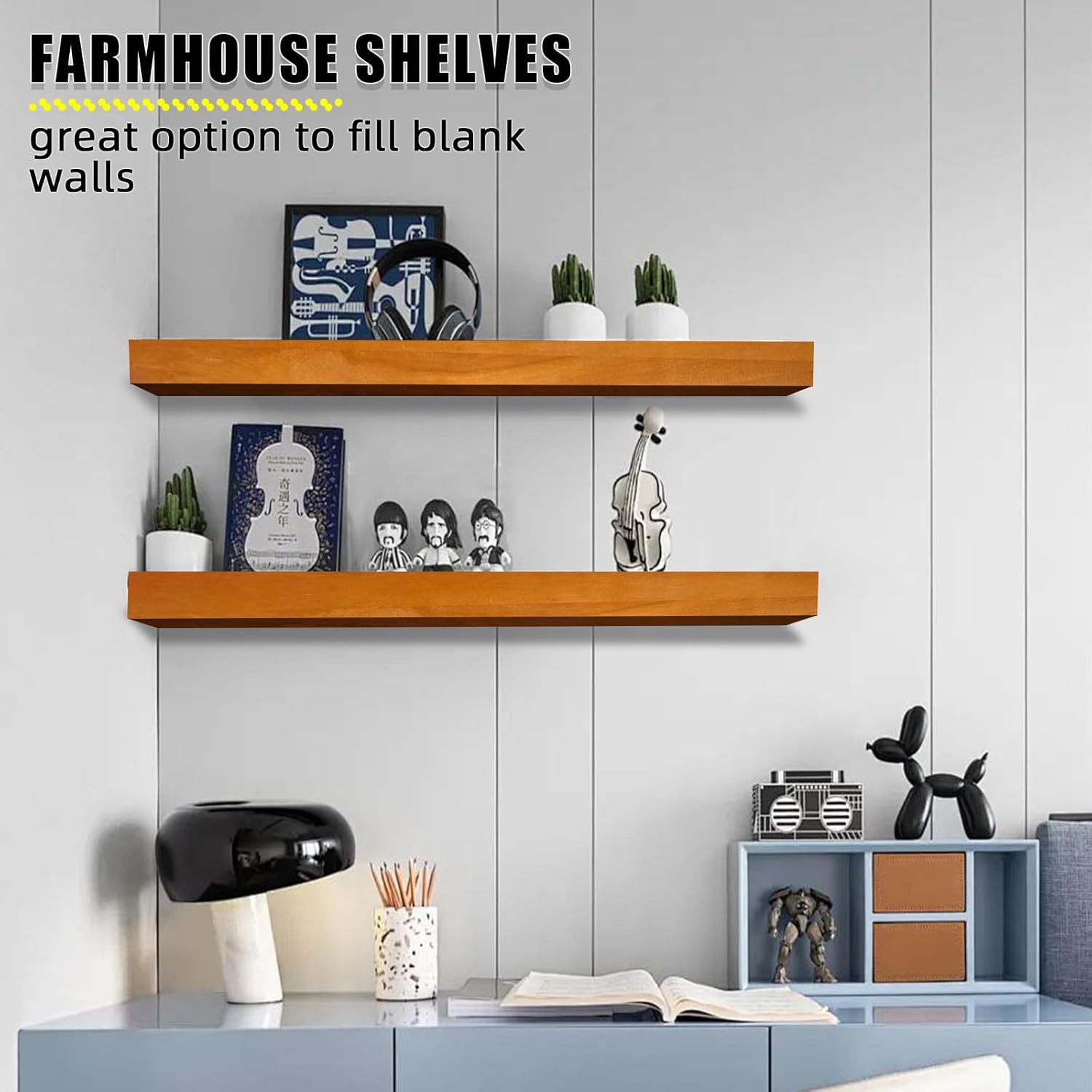 24 Inch Floating Shelves Set of 2 Honey Oak