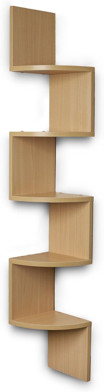 Danya B Large Rustic 5-Tier Corner Wall Shelving Unit