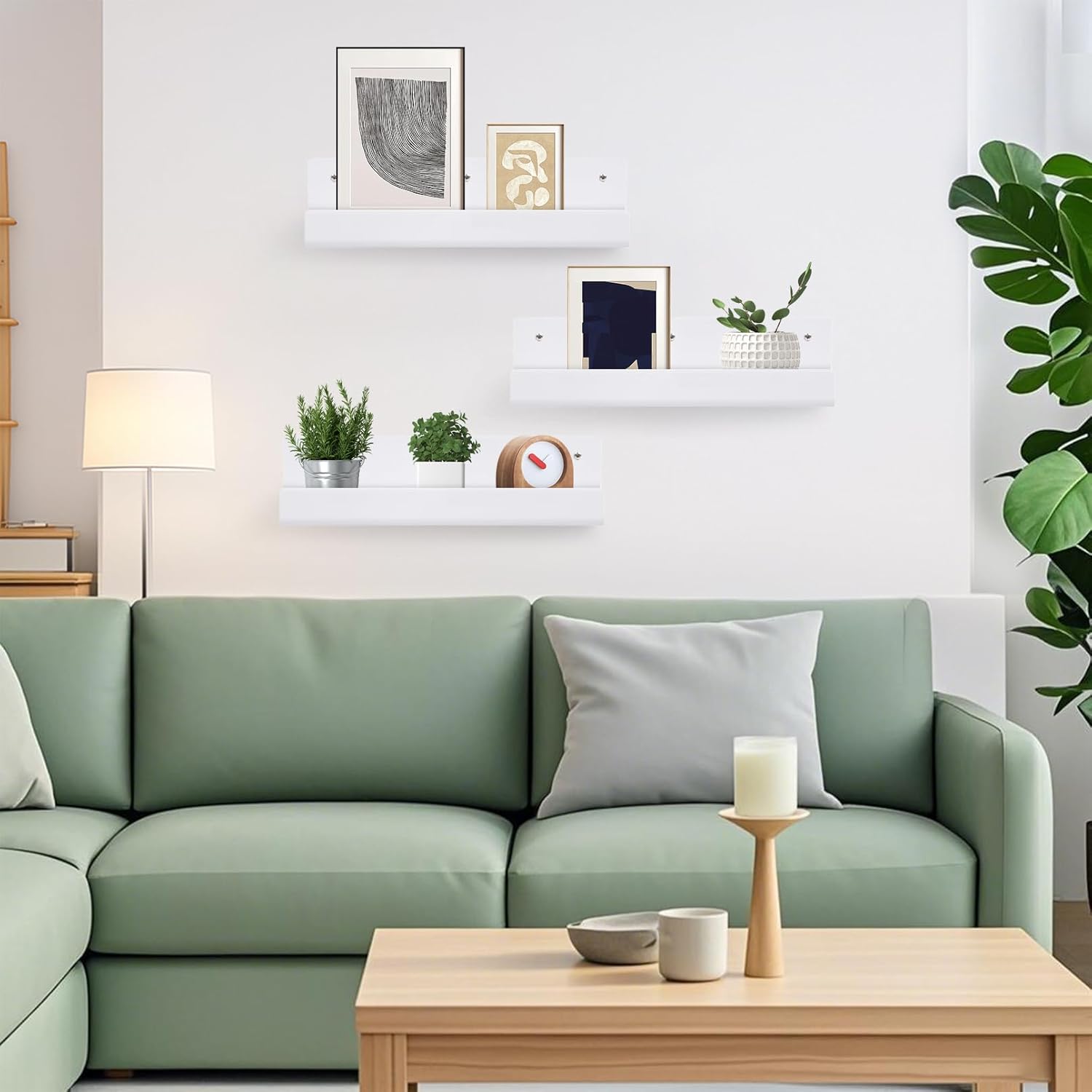 4PCS White Floating Shelves for Wall Decor
