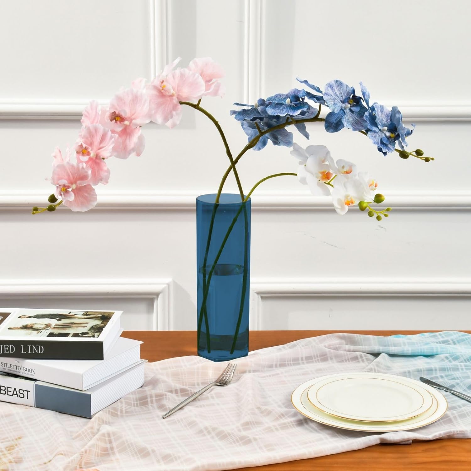 J JOYSAY Custom Dark Blue Vase for Centerpieces