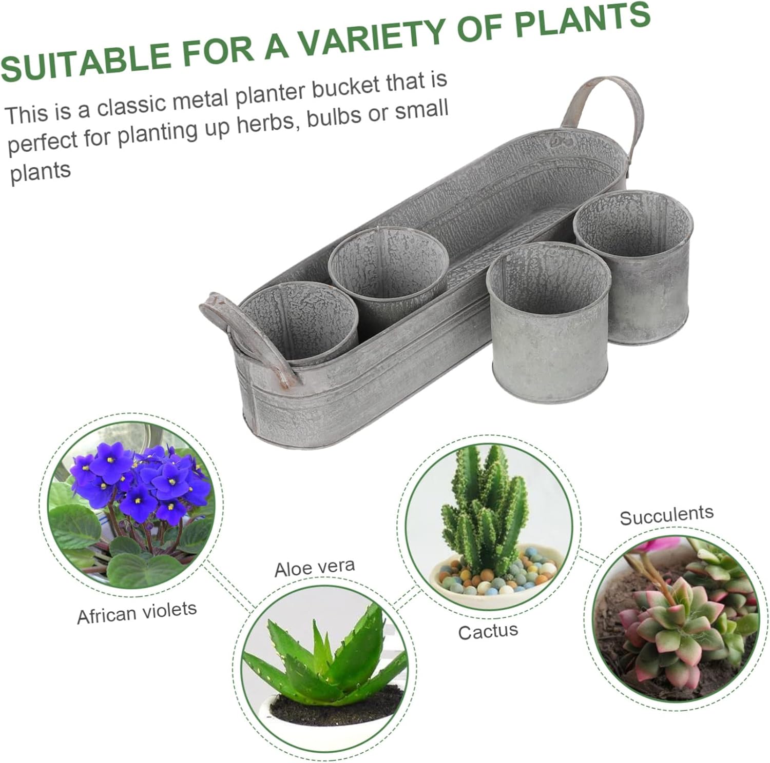 4pcs Iron Flower Pots with Tray Dried Flower Buckets Decorative
