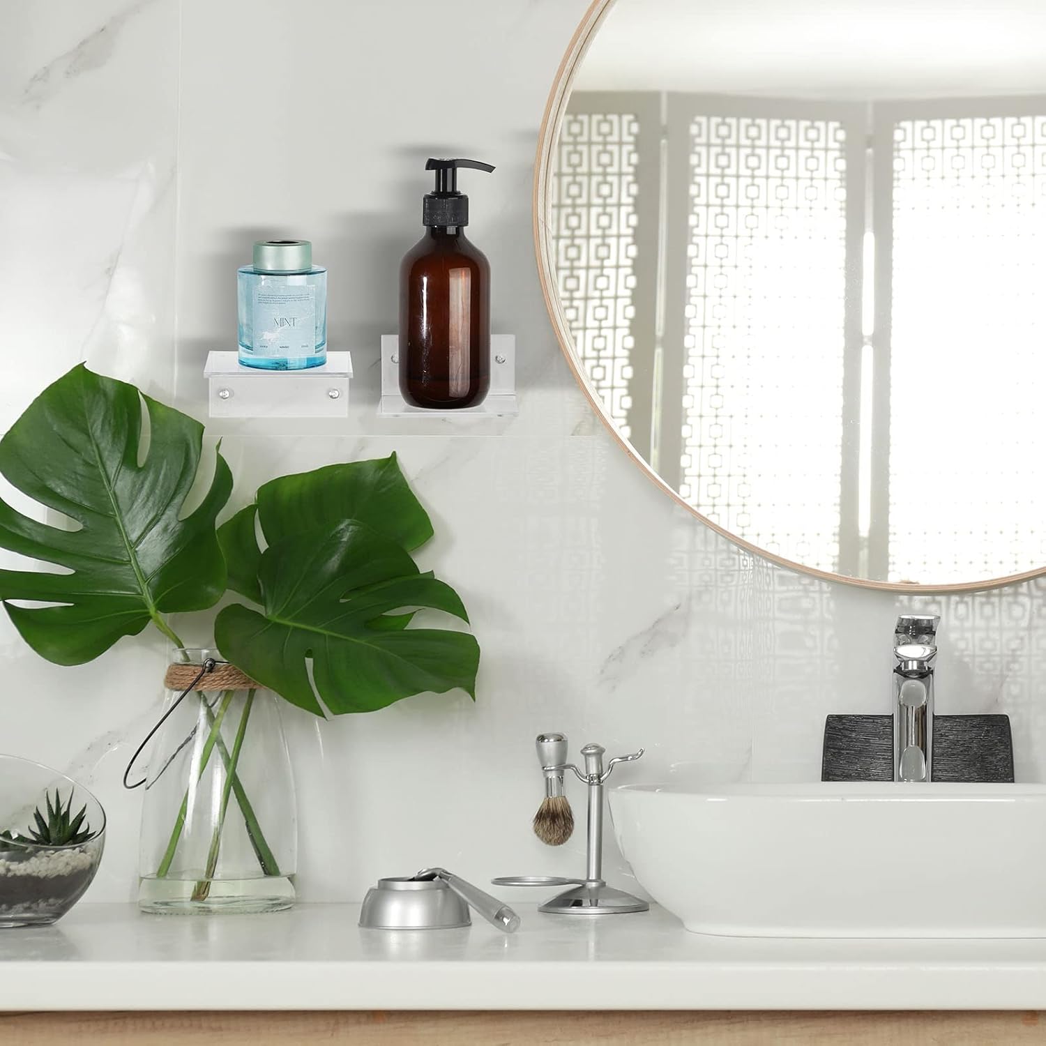 Juexica Small Acrylic Floating Wall Shelves for Home Decor