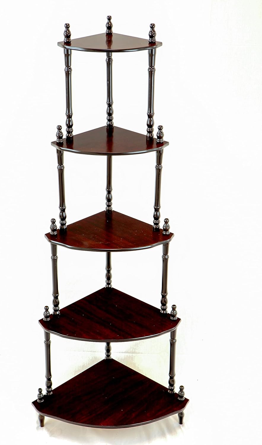 Frenchi Home Furnishing 5-Tier Corner Stand in Mahogany