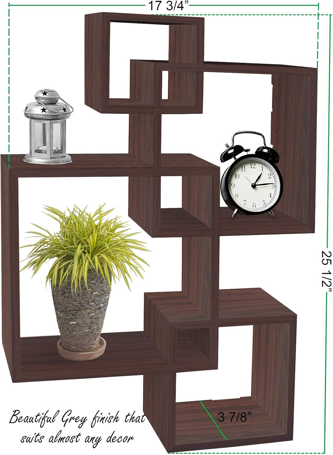 Greenco 4 Cube Intersecting Floating Shelves Walnut Finish