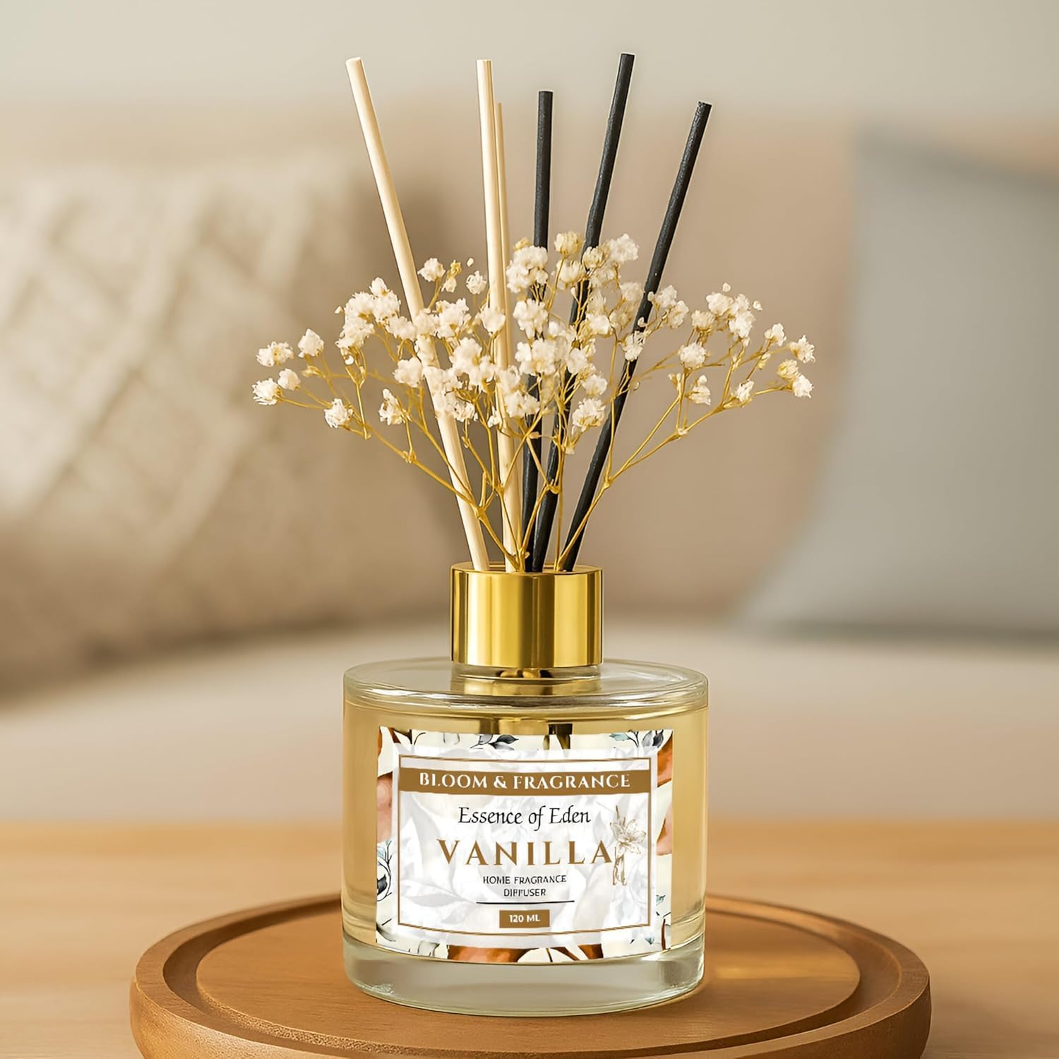 Bloom Fragrance 4oz Reed Diffuser with 6 Fiber Sticks Vanilla