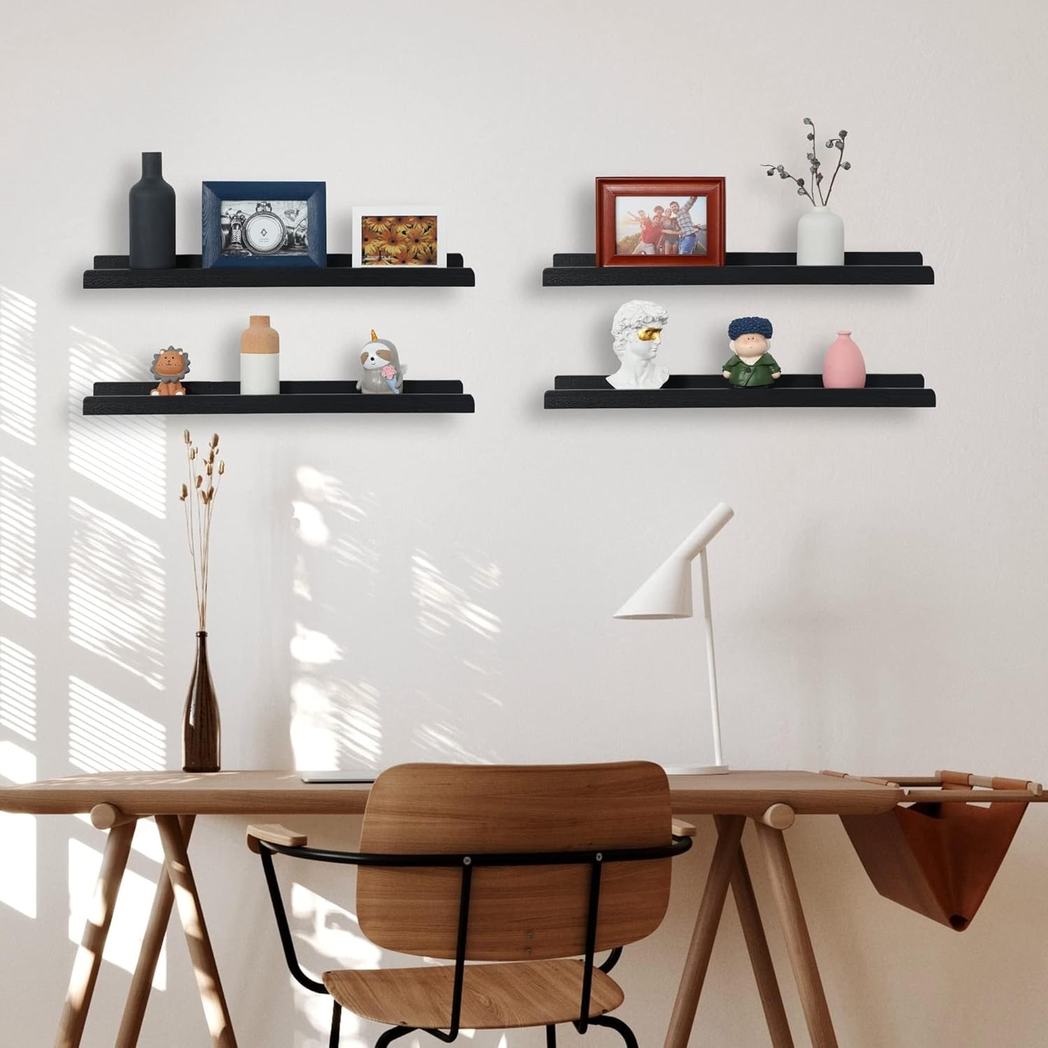 Modern Floating Shelf Set of 4 24 Inch Wall Mount Picture Ledge Display