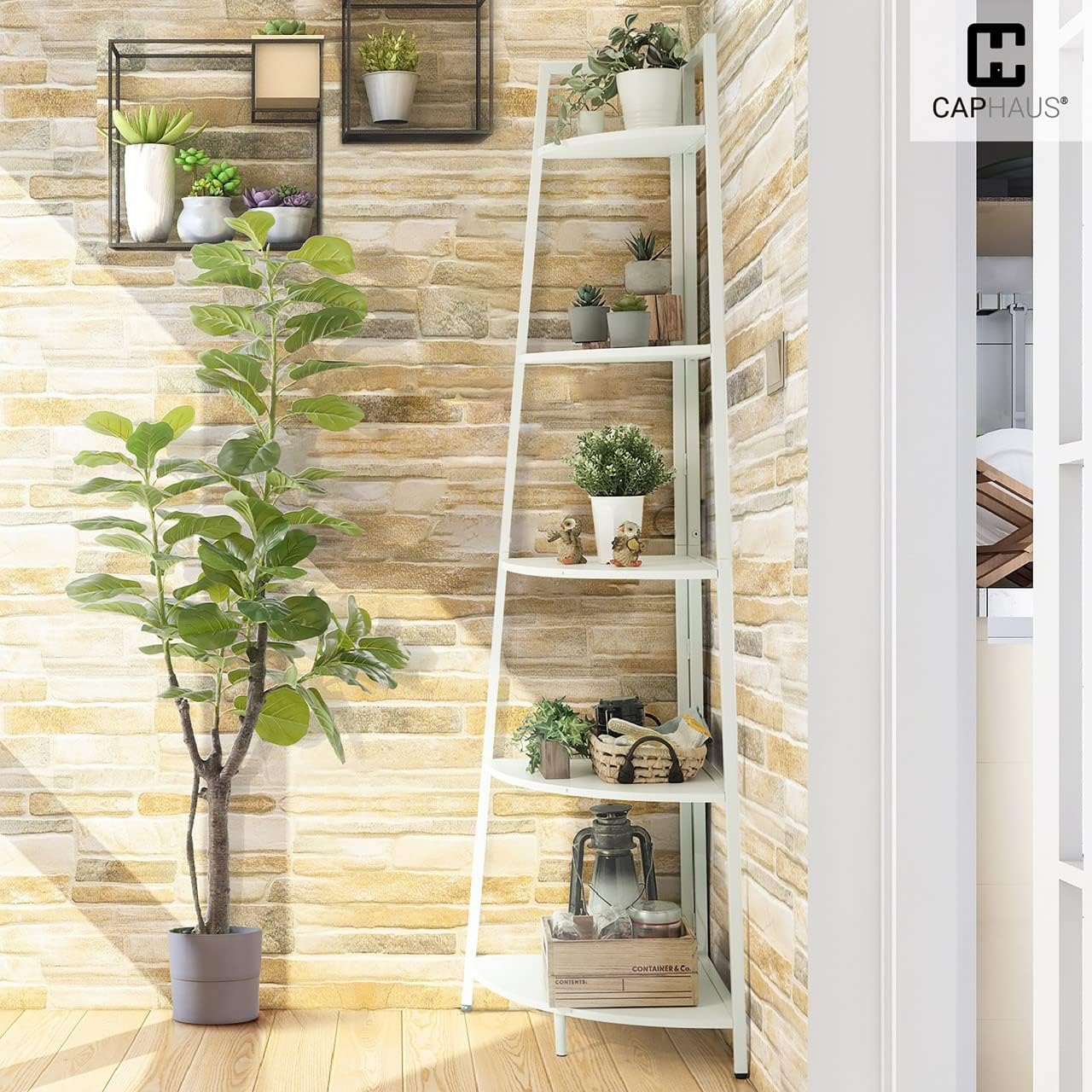CAPHAUS 6-Tier Corner Shelf Stand with Metal Frame