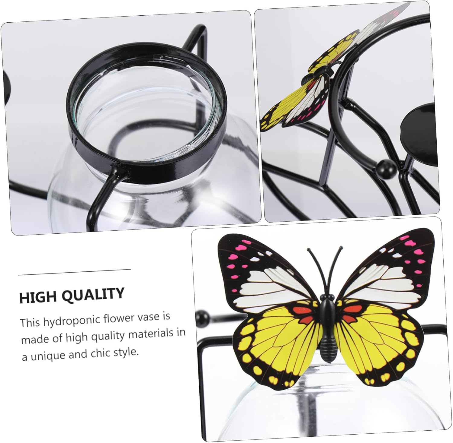 Petryzoom Pedicab Glass Hydroponic Vase with Wrought Iron Holder