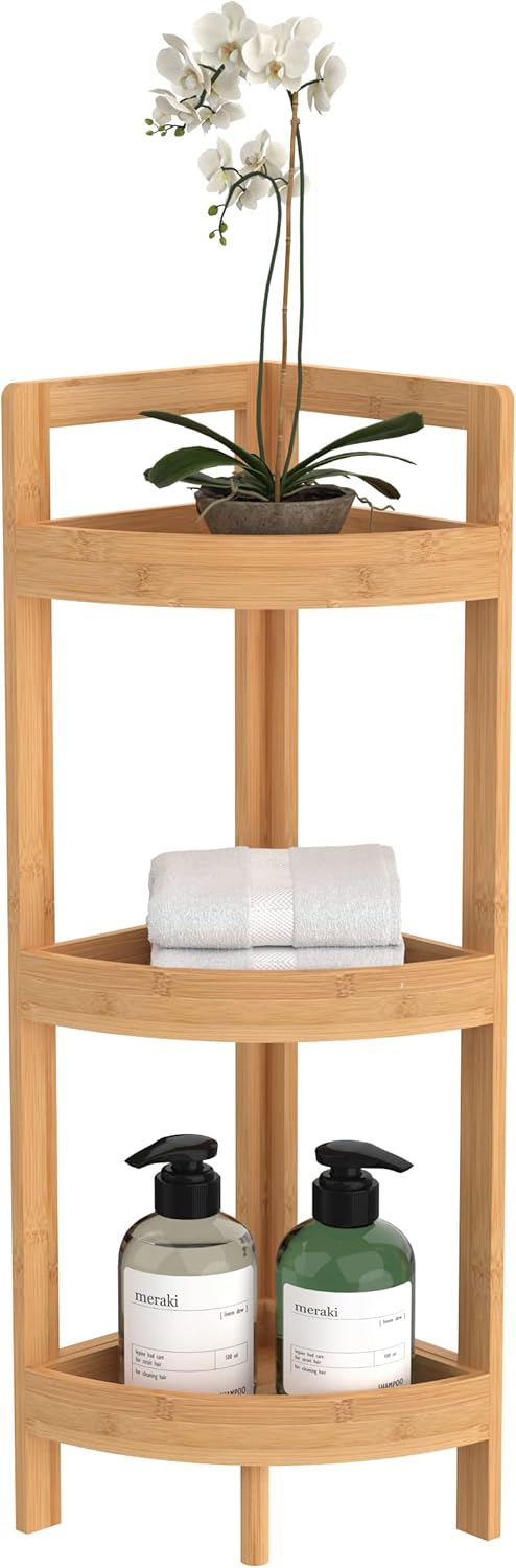 ClosetMaid Corner Shelf 3 Tiers Bamboo Wood