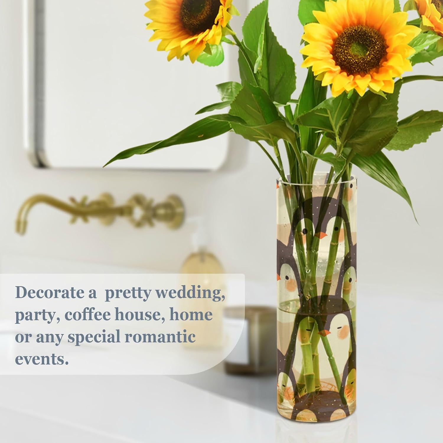Cute Cartoon Penguin Plastic Cylinder Vase 118 x 39 Inch