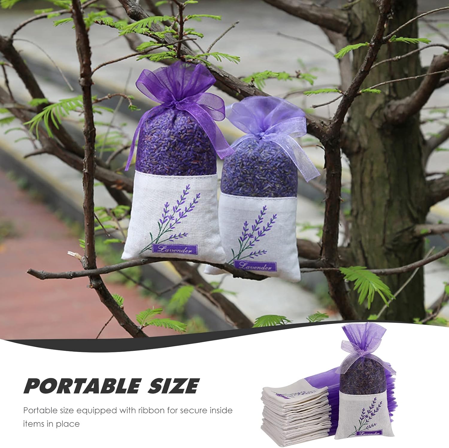 Lavender Sachet Bags 30pcs Set with Flower Print