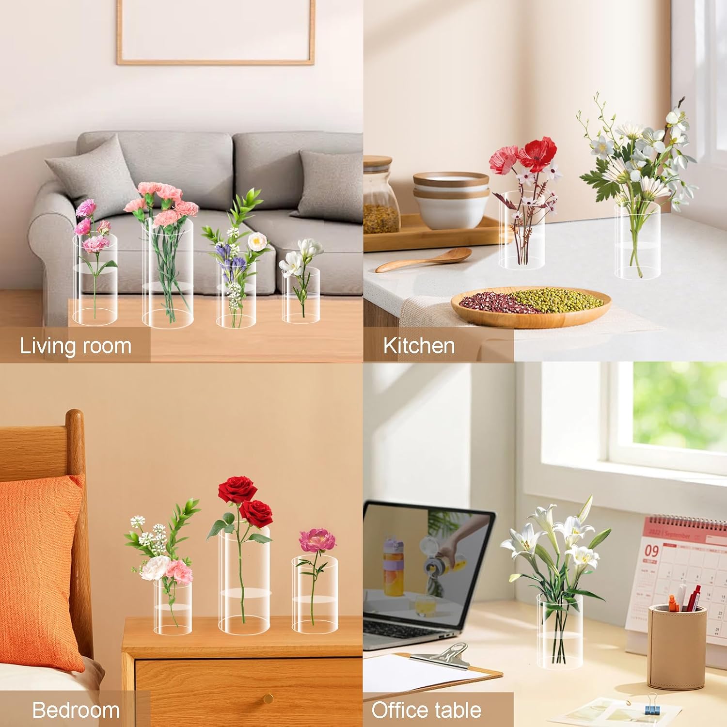 32 Pack Clear Acrylic Vases Set 4 6 8 10 Inches Tall