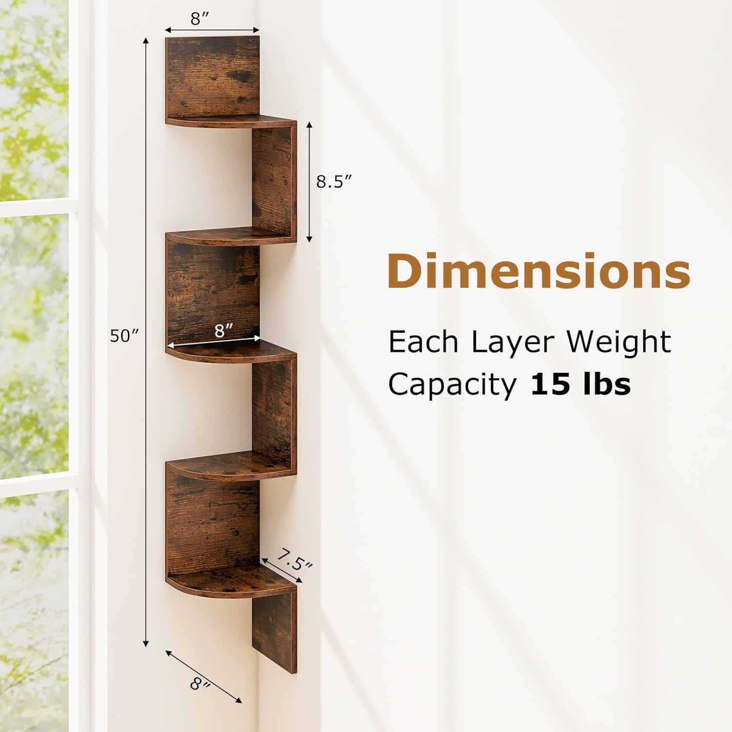 Tangkula 5-Tier Corner Shelf Wall Mount