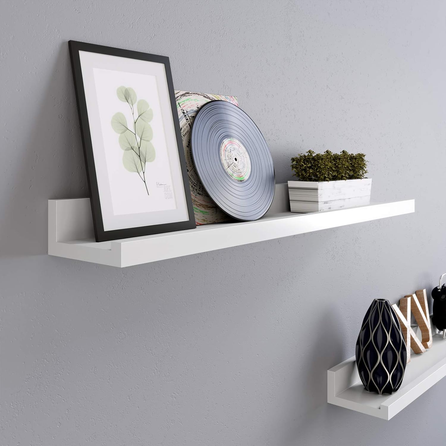 SONGMICS Floating Shelves Set of 2 Matte White