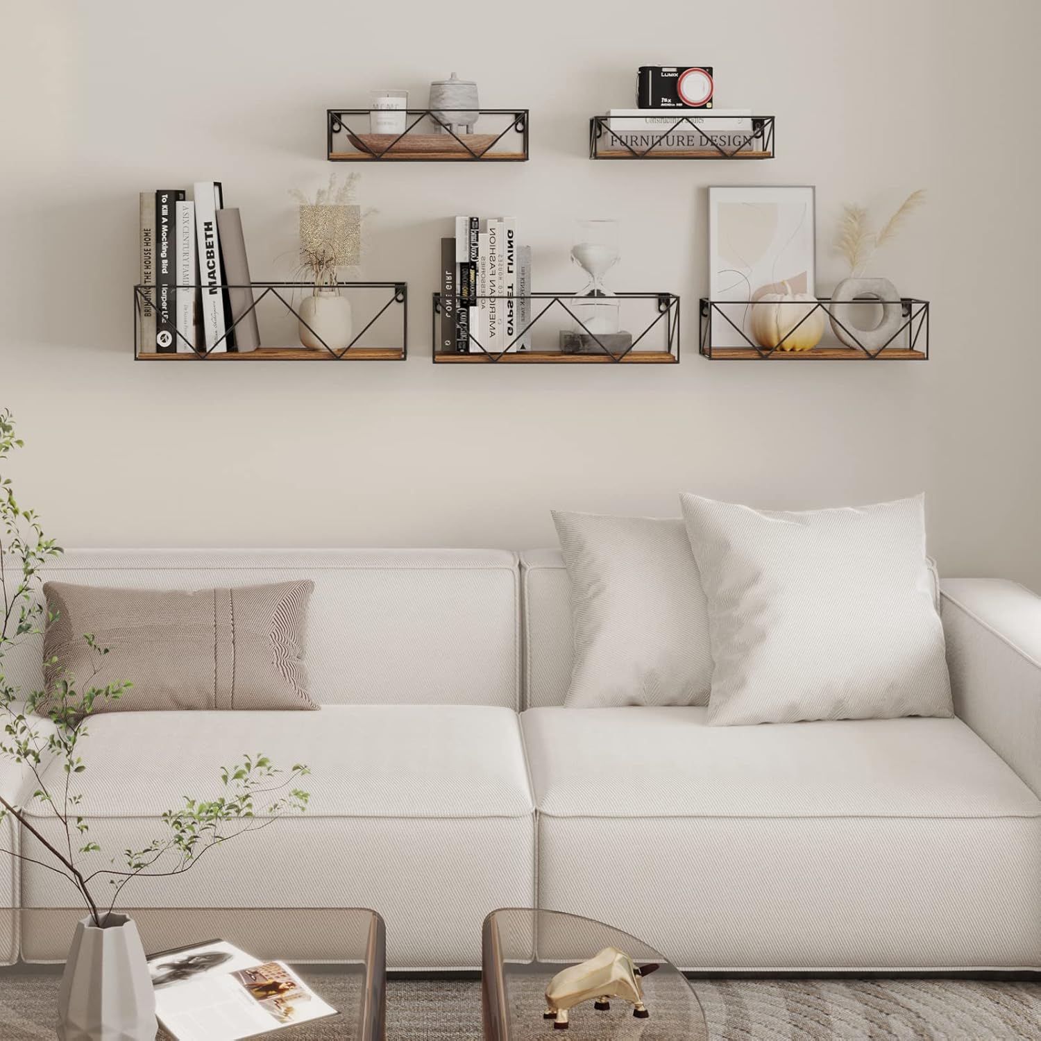 CRUGLA Wall Mounted Floating Shelves Set of 5