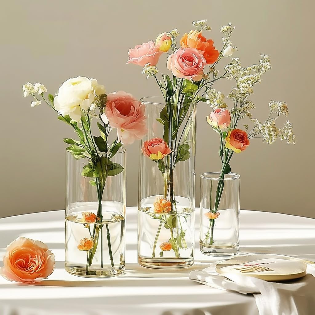 Zomiol Glass Cylinder Vase Set of 18 for Centerpieces