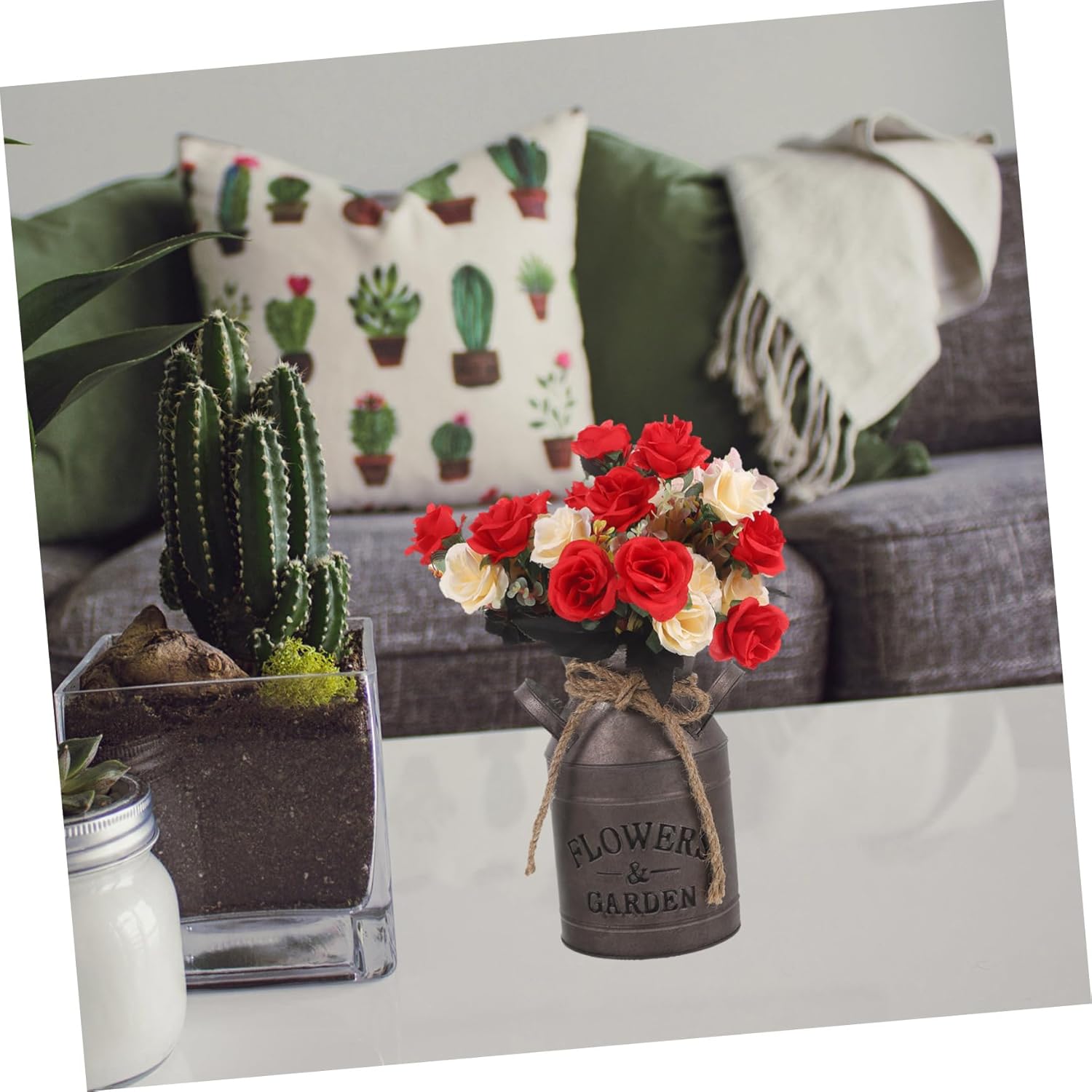 Rustic Galvanized Iron Milk Can Dried Flower Vase