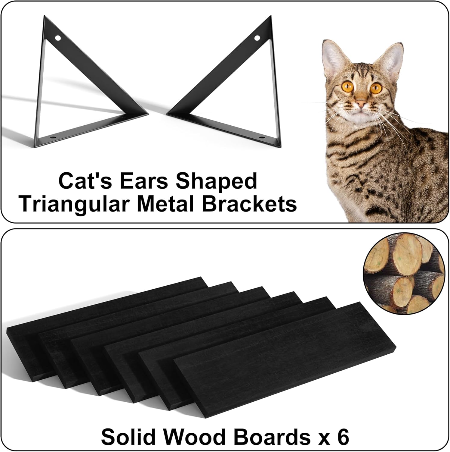 SRIWATANA Set of 6 Floating Shelves Weathered Black