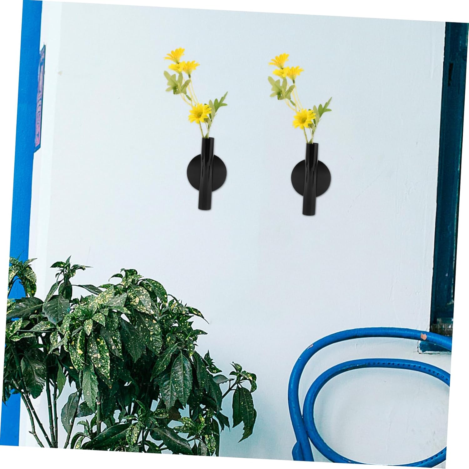 BESTOYARD 2Pcs Wall Mounted Metal Vase for Dried Flowers and Plants