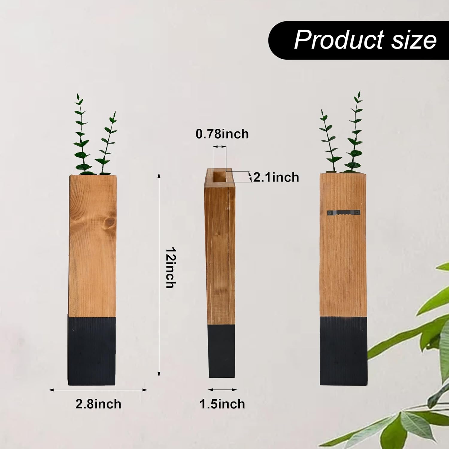 4 Pack Wood Wall Planters for Dried Flowers and Faux Greenery