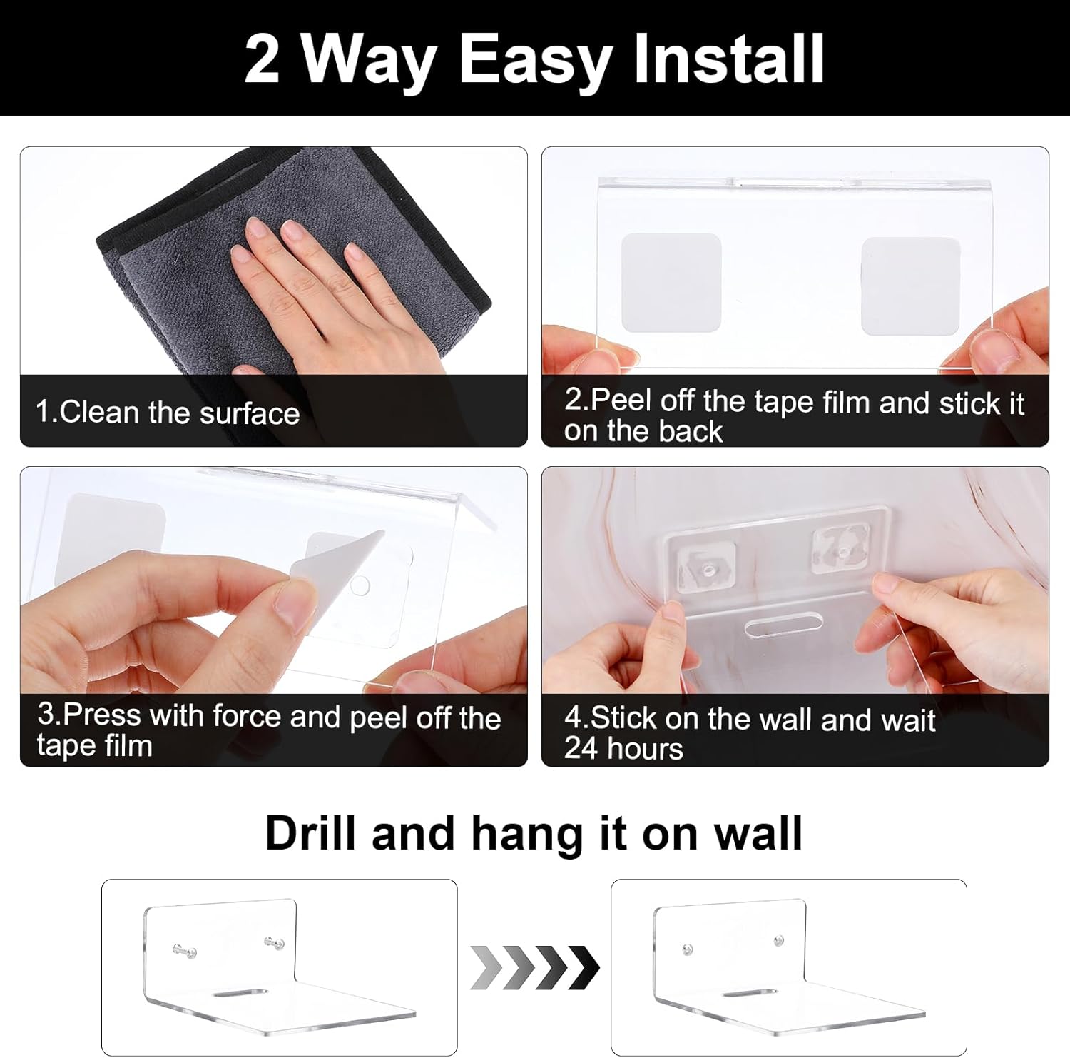6 Pack Mini Acrylic Floating Shelves for Wall