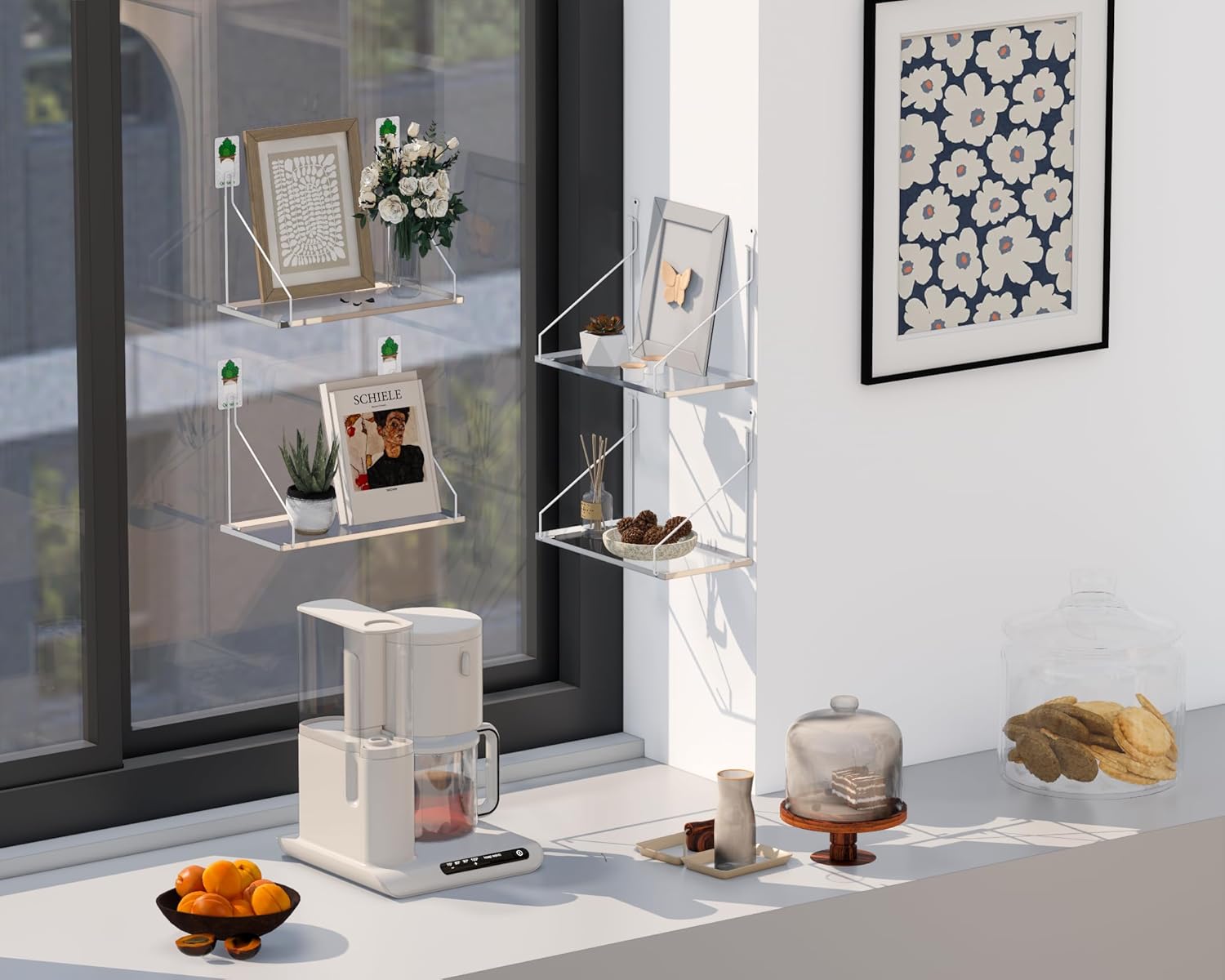 Clear Acrylic Floating Shelves No Drilling Needed Set of 2