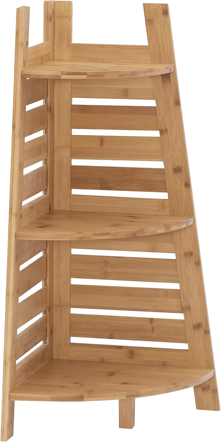Linon Amzn0326 Bamboo Corner Shelf Brown